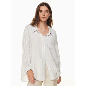 Wilfred Free Striped Linen‎ Blend Oversized Button Down Shirt Womens Size Small
